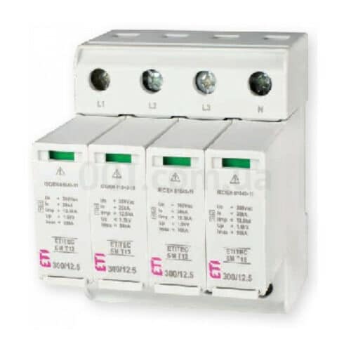 Обмежувач перенапруги ETITEC SM T12 300/12,5 (3+1, 4P, TT), ETI
