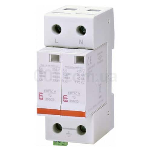 Обмежувач перенапруги ETITEC V T2 255/20 (2+0) RC, ETI