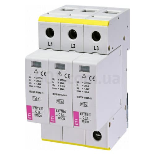 Обмежувач перенапруги ETITEC C T2 275/20 (3+0) 3P, ETI