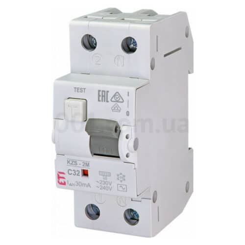 Диференційний автоматичний вимикач KZS-2M C 32/0,03 тип AC (10kA), ETI