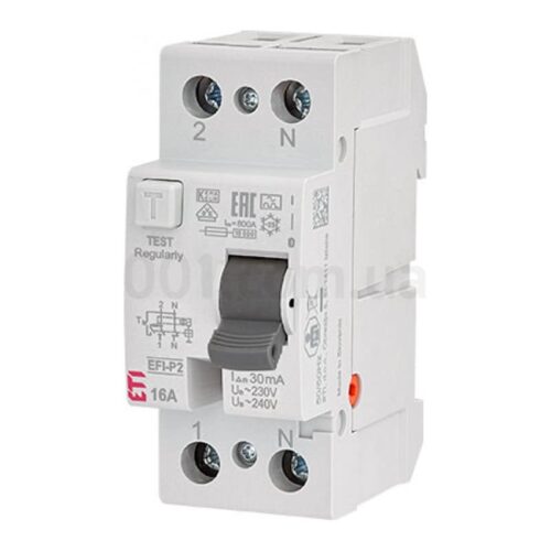 Диференційне реле (ПЗВ) EFI6-P2 2p 40А/0,03А тип AC (6кА), ETI