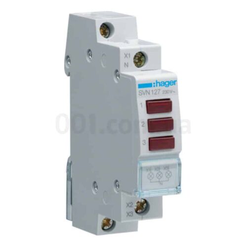 Індикатор модульний на DIN-рейку потрійний LED 230В 3 червоних, Hager