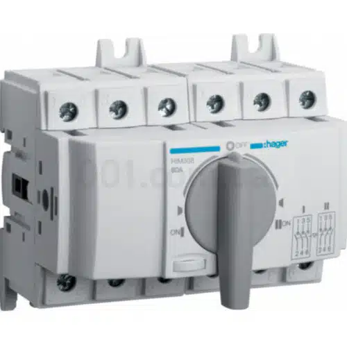 Перемикач модульний HIM308 трипозиційний (I-0-II) 3P 80А, Hager