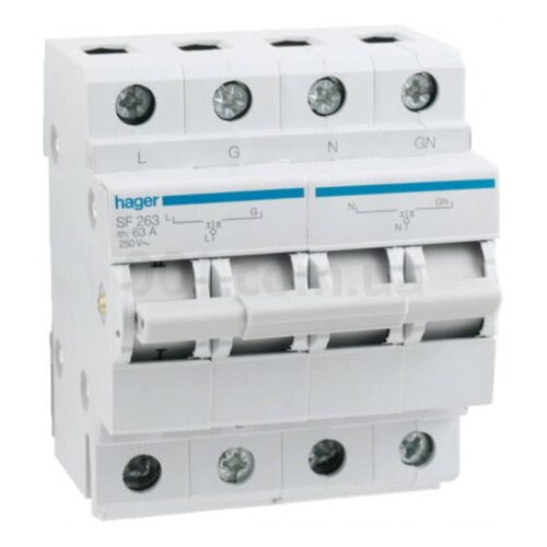 Перемикач вводу резерва SF263 250В/63A 1+N, Hager