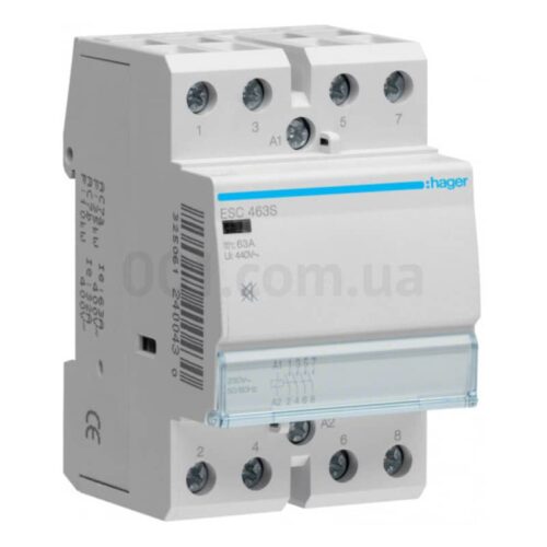 Контактор модульний безшумний ESC463S 63А 230В AC 4НВ, Hager