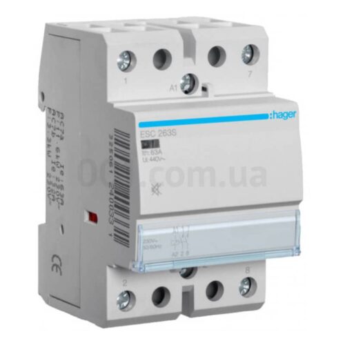 Контактор модульний безшумний ESC263S 63А 230В AC 2НВ, Hager