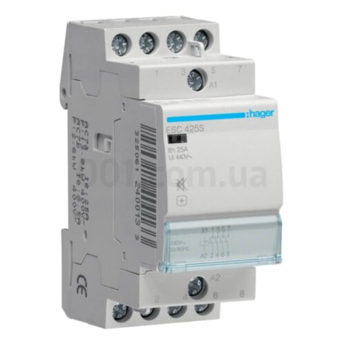 Контактор модульний безшумний ESC425S 25А 230В AC 4НВ, Hager