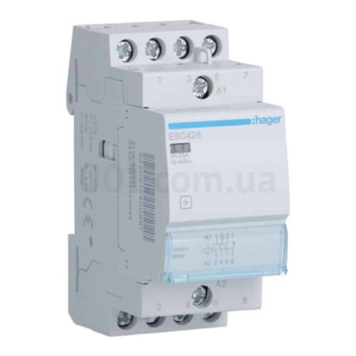 Контактор модульний ESC428 25А 230В AC 3НВ+1НЗ, Hager
