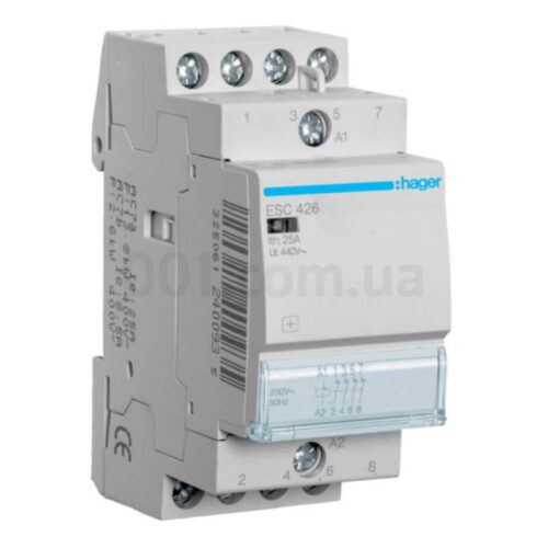 Контактор модульний ESC426 25А 230В AC 4НЗ, Hager