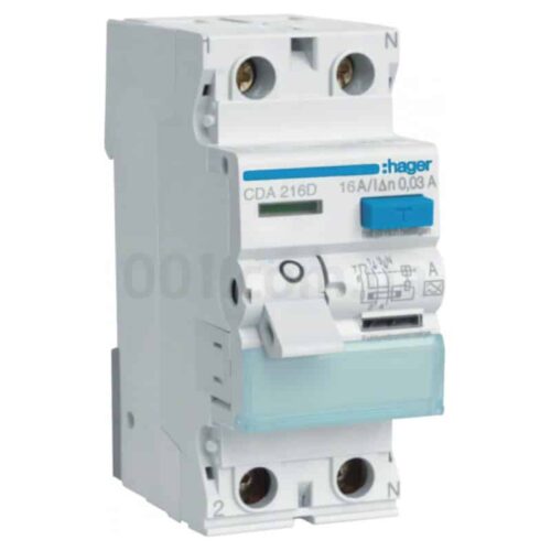 Пристрій захисного відключення (ПЗВ) CDA216D 2P 16A 30mA тип A, Hager