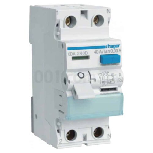 Пристрій захисного відключення (ПЗВ) CDA240D 2P 40A 30mA тип A, Hager