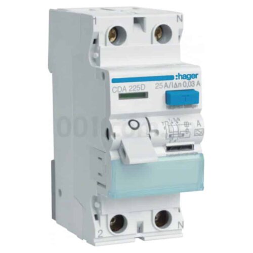 Пристрій захисного відключення (ПЗВ) CDA225D 2P 25A 30mA тип A, Hager