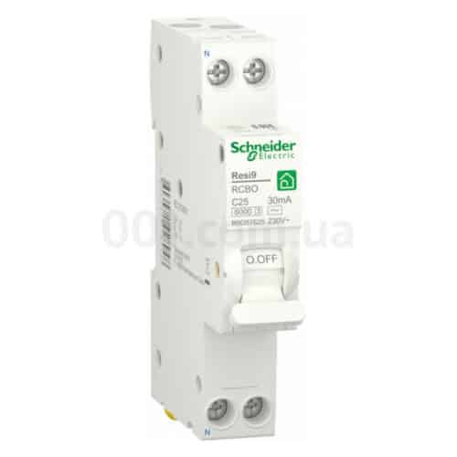 Диференційний автоматичний вимикач RESI9 6кА 1M 1P+N 25A хар-ка C 30мА тип АC, Schneider Electric