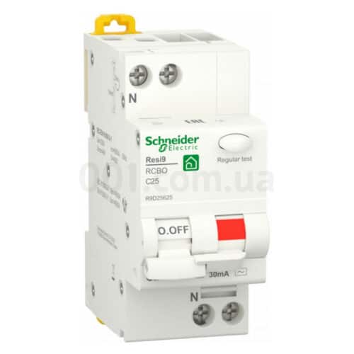 Диференційний автоматичний вимикач RESI9 6кА 1P+N 25A хар-ка C 30мА тип АC, Schneider Electric
