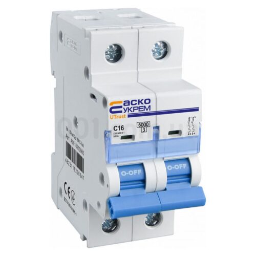 Модульний автоматичний вимикач UTrust 2р 16А С 6kА, АСКО-УКРЕМ