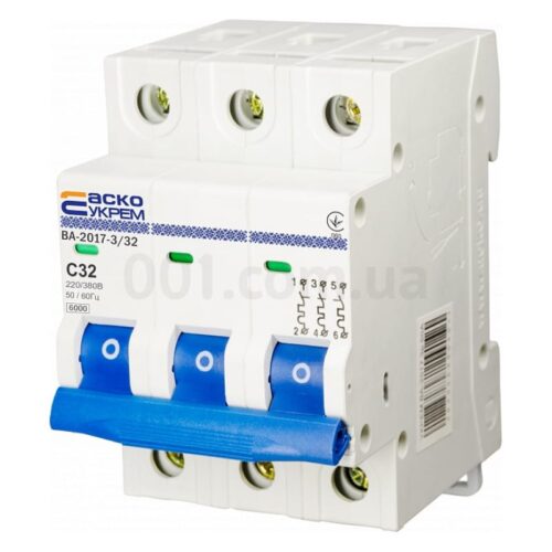 Автоматичний вимикач ВА-2017 3P 32А характеристика C, АСКО-УКРЕМ