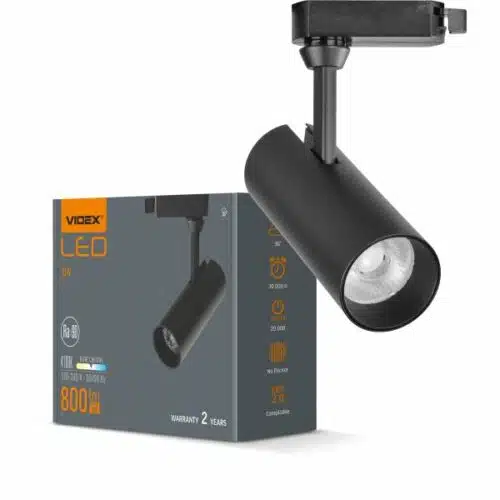 Світлодіодний світильник трековий VIDEX 10W 4100K чорний