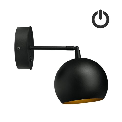 Бра з вимикачем Bowl W150BT Чорний, Золото, Atmolight