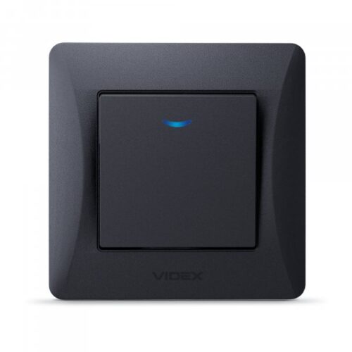 Вимикач одноклавішний з підсвіткою чорний графіт VIDEX BINERA