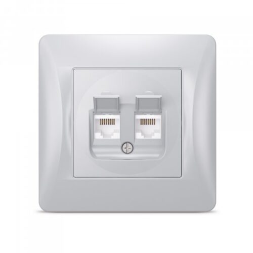 Розетка CAT6+CAT6 комп'ютерна подвійна срібний шовк VIDEX BINERA