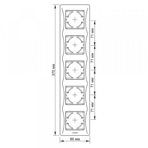 Рамка біла 5 місць вертикальна VIDEX BINERA