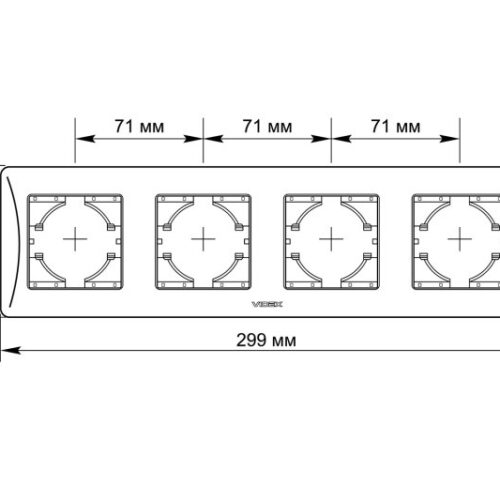 Рамка кремова на 4 місця горизонтальна VIDEX BINERA