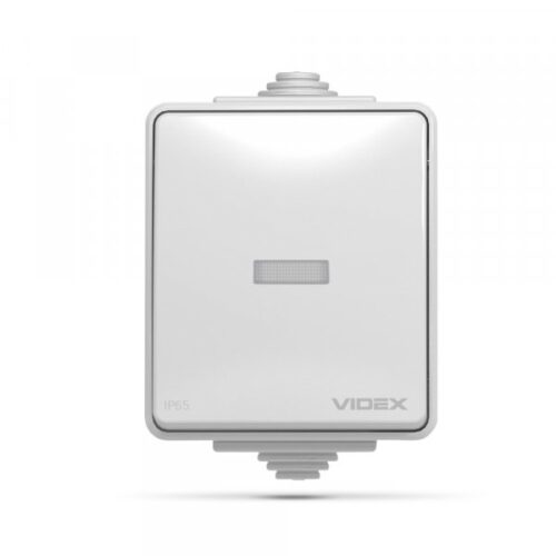 Вимикач зовнішній одноклавішний із підсвіткою сірий VIDEX BINERA