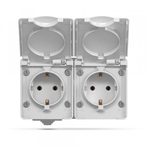 Розетка зовнішня подвійна із заземленням сіра VIDEX BINERA