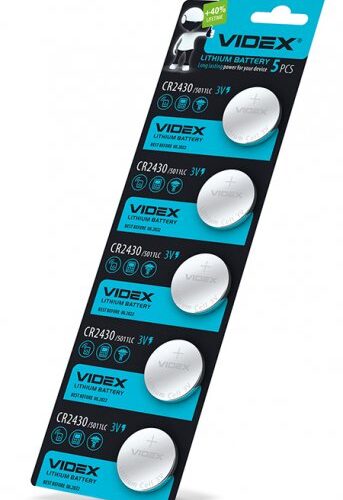 Батарейка літієва Videx CR2430 5шт BLISTER CARD