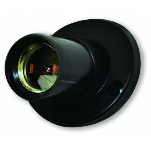 Патрон Е27 накладний, карболіт, чорний, косий (Е27ФпП-03)