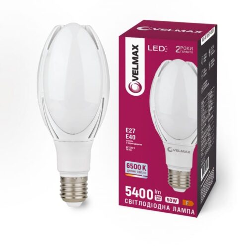 LED лампа VELMAX V-M108-5065, 50W, перехідник E27/E40, 6500K, 230V
