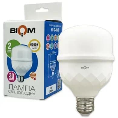 Світлодіодна лампа Biom HP-2-30-6 T80 30W E27 6500К