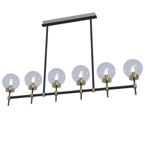 Люстра,  Світла латунь/чорний Прозорий, Pikart Lights