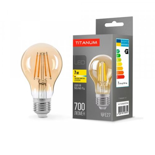 Світлодіодна лампа TITANUM  Filament A60 7W E27 2200K бронза