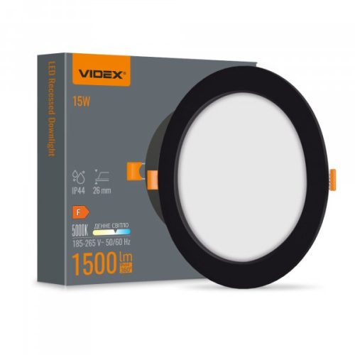 Світлодіодний світильник Back вбудований круглий VIDEX 15W 5000K Black
