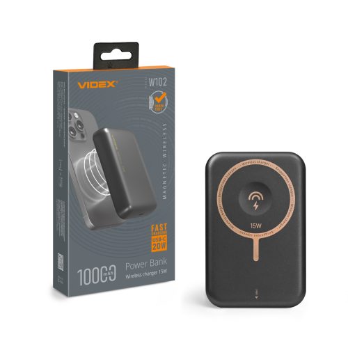 Повербанк з бездротовою зарядкою 10000mAh VIDEX VPB-W102 PD20W Grey