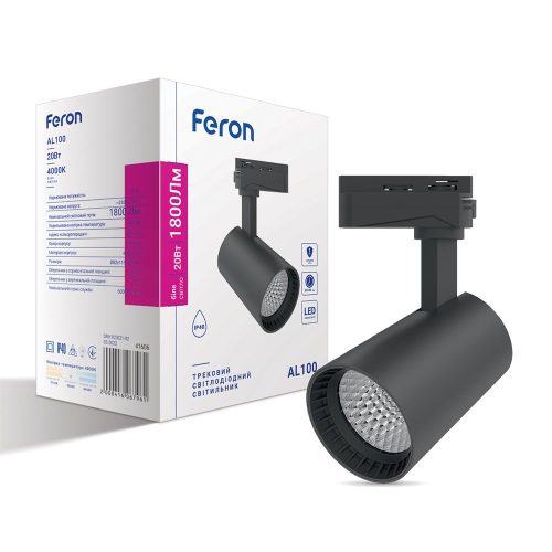 Світлодіодний трековий світильник Feron AL100 20Вт 4000K чорний