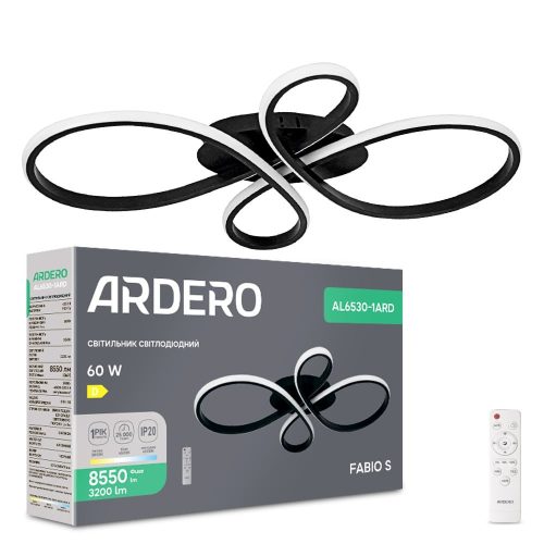 Світлодіодна люстра Ardero AL6530-1ARD FABIO S 60Вт чорний