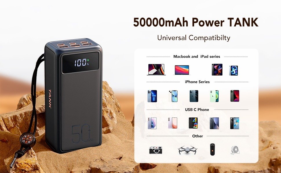 (6) Зовнішній акумулятор Power Bank VEGER TANK LITE 50000MAH (W5001) - Зображення 7